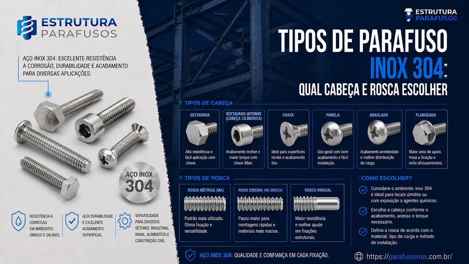 varios parafusos inox 304